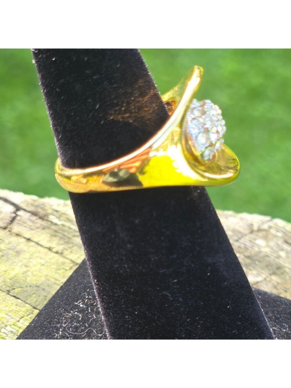 Vintage KJL Cocktail Ring Kenneth Jay Lane Gold Pave Rhinestone Dome signed bold - Picture 9 of 15